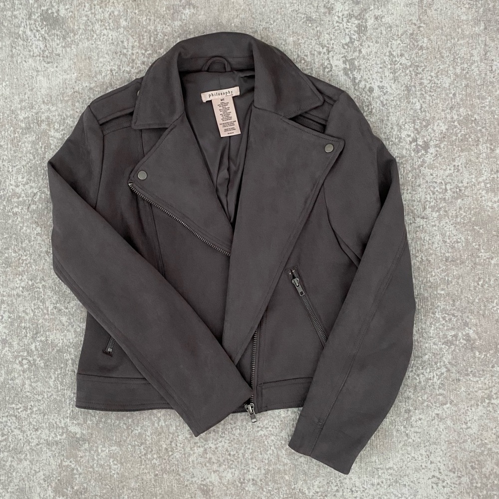 Philosophy Suede Moto Jacket Gray (S)